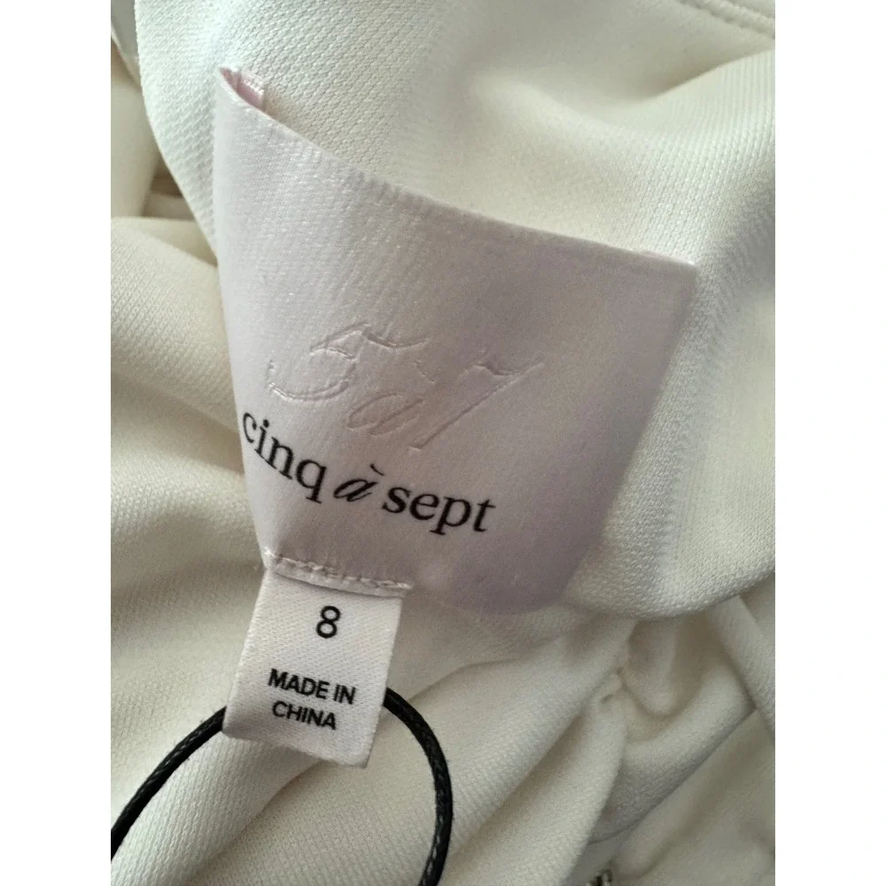 Cinq a Sept Carino Dress Ivory Cowl Neck Ruched Midi ZD29742741Z New Size 8 - Picture 4 of 12